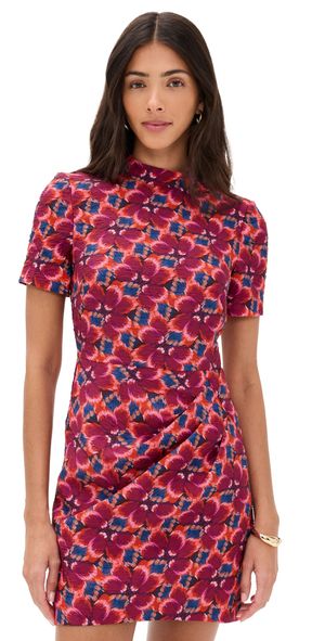 SALONI Draped Mini Dress Quail Magenta 8