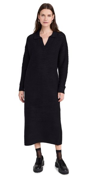 525 Raya Solid Polo Dress Black XS