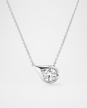 18K White Gold LU Diamond Droplet Pendant Necklace