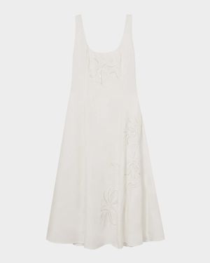 Elise Beaded Floral-Embroidered Midi Dress