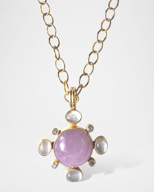 Kunzite and Mother of Pearl Pendant Necklace