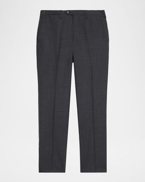 Men's Wool Twill Flat-Front Trousers