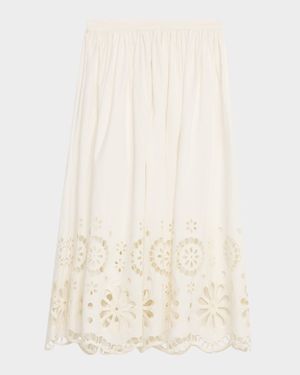 Super Bloom Eyelet Midi Skirt