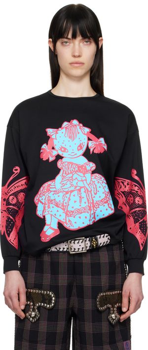 Chopova Lowena Black Dotty Oversized Jersey T-shirt