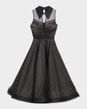 Charlotte Metallic Speckled Illusion Midi Dress