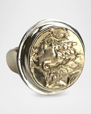 Mixed Metal Coin Ring with Solid Sterling Silver Base
