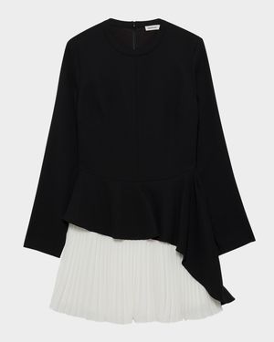 Amberly Long-Sleeve Pleated Mini Dress