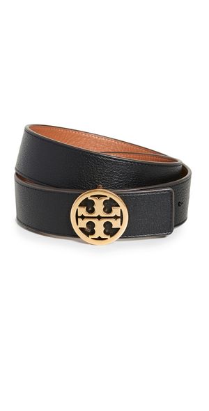Tory Burch Miller Reversible Belt 1.5 Black/New Cuoio/Gold L
