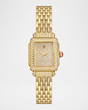 Deco Madison Mini 18K Yellow Gold-Plated Stainless Steel Diamond Pavé Watch - Exclusive