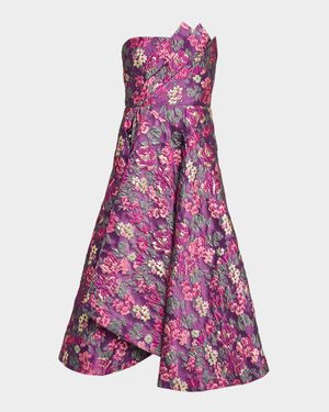 Carolina Strapless Floral Jacquard Midi Dress