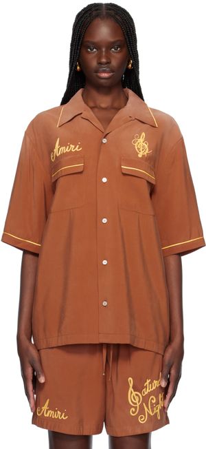 AMIRI Orange Saturday Night Camp Shirt
