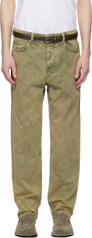 AMI Paris Green Cotton Tapered Fit Jeans