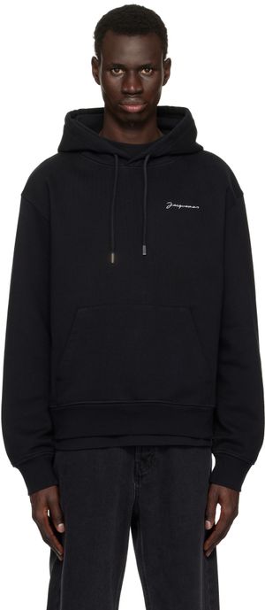 JACQUEMUS Black 'The embroidered sweatshirt' Hoodie