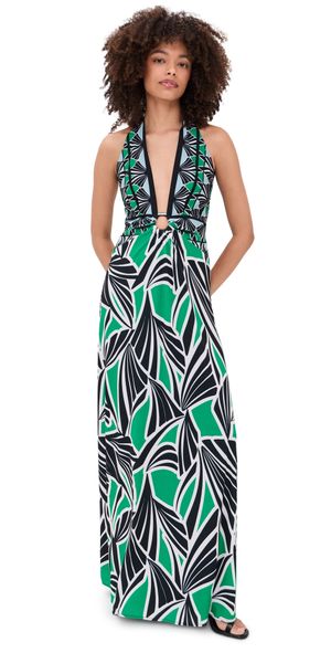 Ramy Brook Rayna Dress Bright Palm Combo S