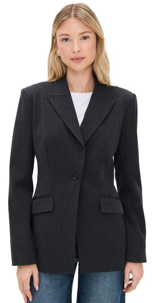 Good American Essential Suiting Sculpted Blazer Dark Heather Grey L