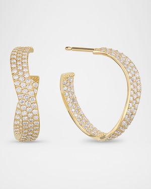 Wavey Diamond Hoop Earrings