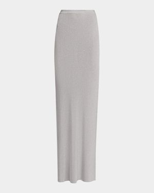 Paillette Ribbed Knit Maxi Skirt