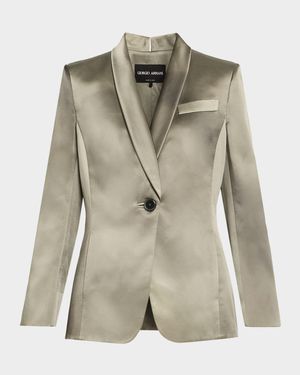 Ombre Satin Single-Breasted Blazer