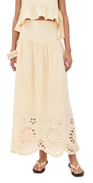 Dress To Laser Cut Maxi Skirt Beige Shell XL