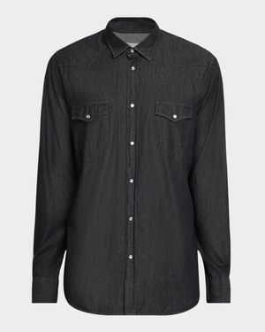 Men's Denim Western Button-Down Shirt