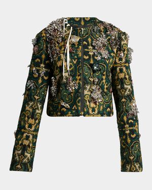 Baftanos Embellished Jacquard Top Coat