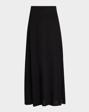 A-Line Stretch Linen Maxi Skirt