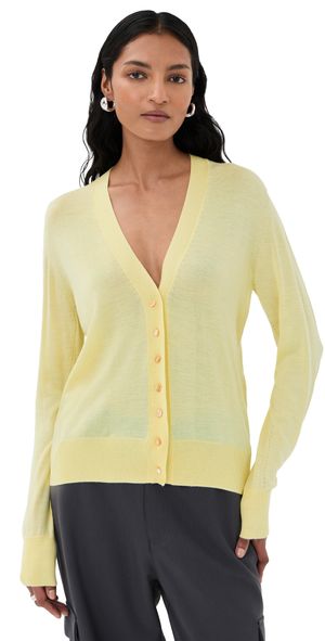 Jil Sander Cashmere Blend V Neck Cardigan Pistachio Cream 36