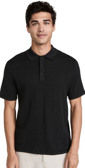 rag & bone Harvey Knit Polo Black XXL