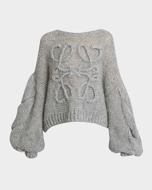 Anagram Cable-Knit Sleeve Sweater