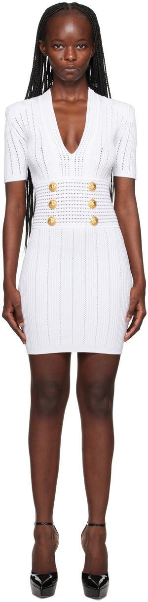 Balmain White Hardware Minidress