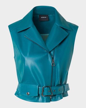 Alvy Nappa Leather Biker Vest