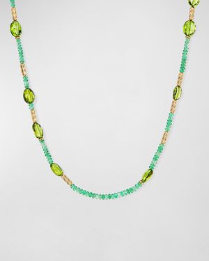 Long Tweejoux Necklace with Peridot and Tsavorite in 18K Gold, 36"L
