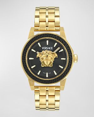 Medusa Deco IP Yellow Gold Bracelet Watch, 43mm