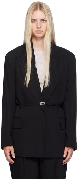 Acne Studios Veston noir à ceinture