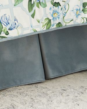 Triellage Velvet Box Pleat Bed Skirt, QUEEN