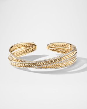 DY Origami Cuff Bracelet with Diamond in 18K Gold, 14mm