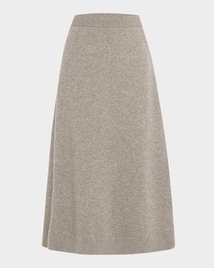 Cashmere Knit A-Line Midi Skirt