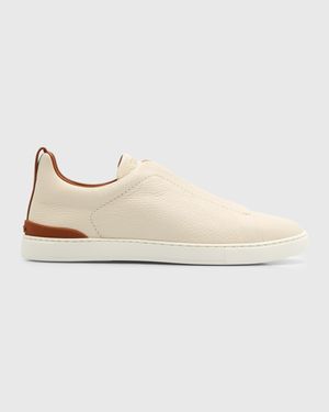 Men's Triple Stitch Deerskin Leather Sneakers