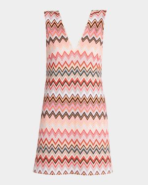 Chevron Sleeveless Mini Shift Dress
