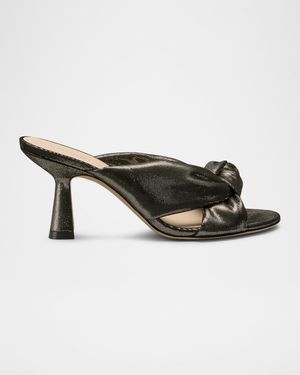 75mm Soplaya Leather Noir Mule Sandals