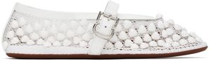 ALAÏA White Studs Fishnet Ballerina Flats