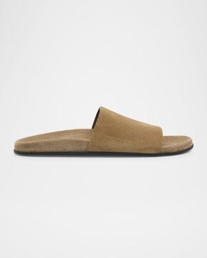 Hugh Suede Flat Slide Sandals