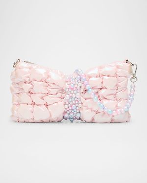 Kid's Iridescent Puffy Bow Shoulder Bag