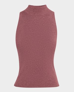 Metallic Cashmere Rib Knit Tank Top