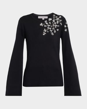 Embellished Bell-Sleeve Sweater