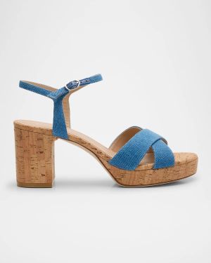 Dayna Denim Crisscross Platform Sandals