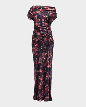 Draped Satin Poppy Gown