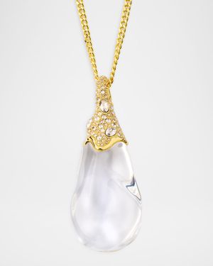 Liquid Lucite Crystal Pavé Teardrop Necklace