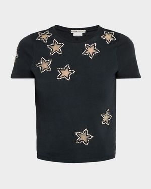 Cindy Embellished Star Cropped T-Shirt