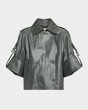 Tenace Leather Short Trench Coat